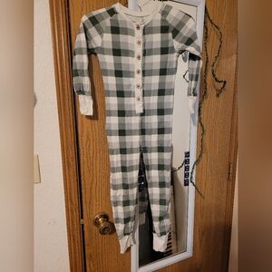 Burt's Bees Kids Small Green And White Plaid Pajamas